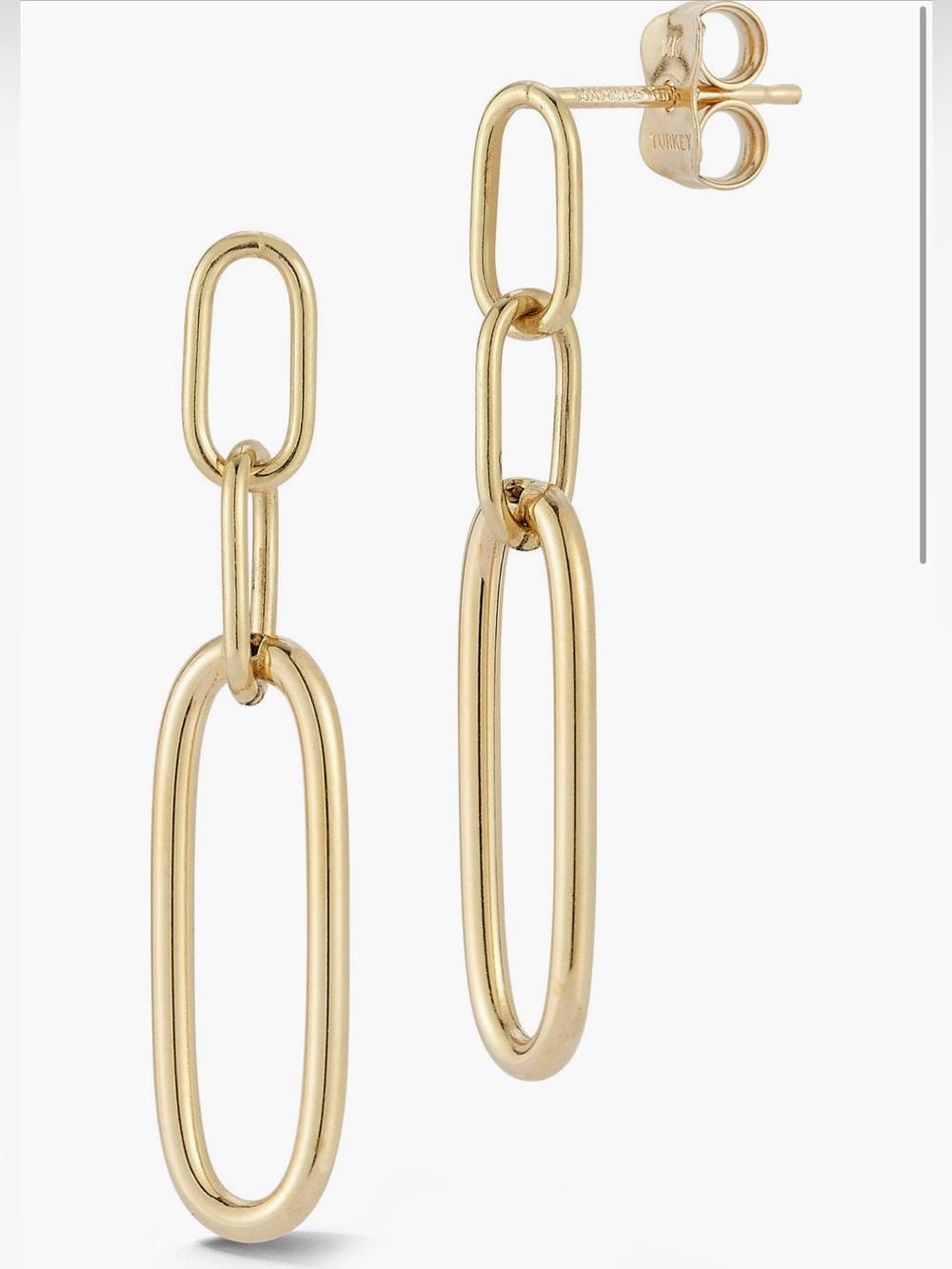 NWT EMBER Fine Jewelry 14K Gold Oval Link Drop Earings